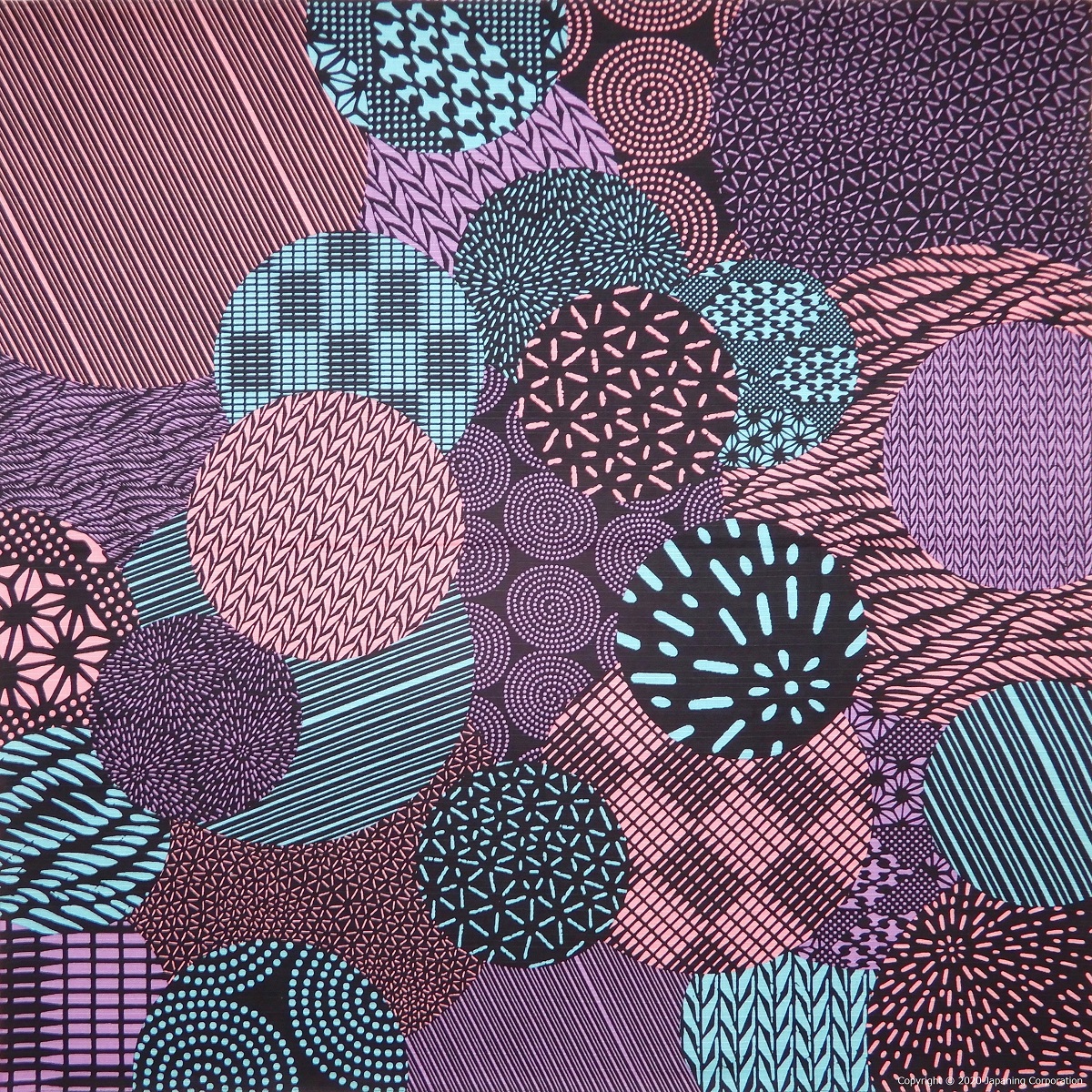 Circle Motif - Purple (100% Cotton, 71 cm X 73 cm) | Japanese Handmade ...